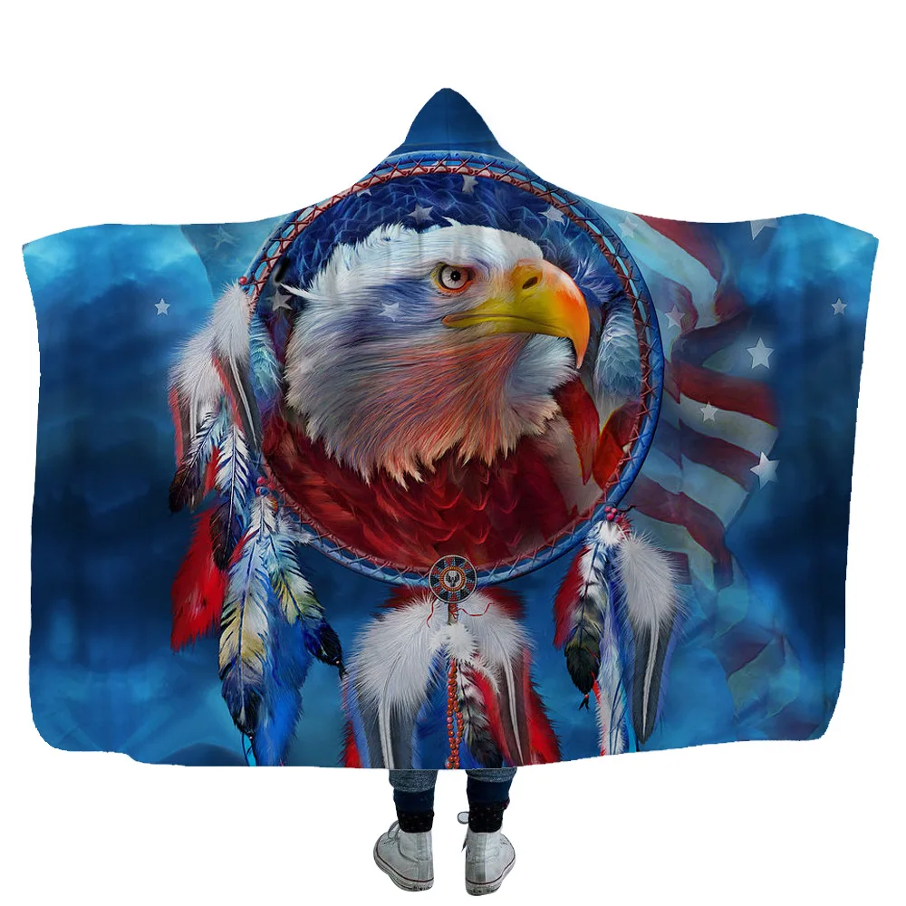 Double Thicken Magic Cloak Blanket 3D Eagle Print Series Blanket Sofa Cover Blanket Camping Warm Square Blanket