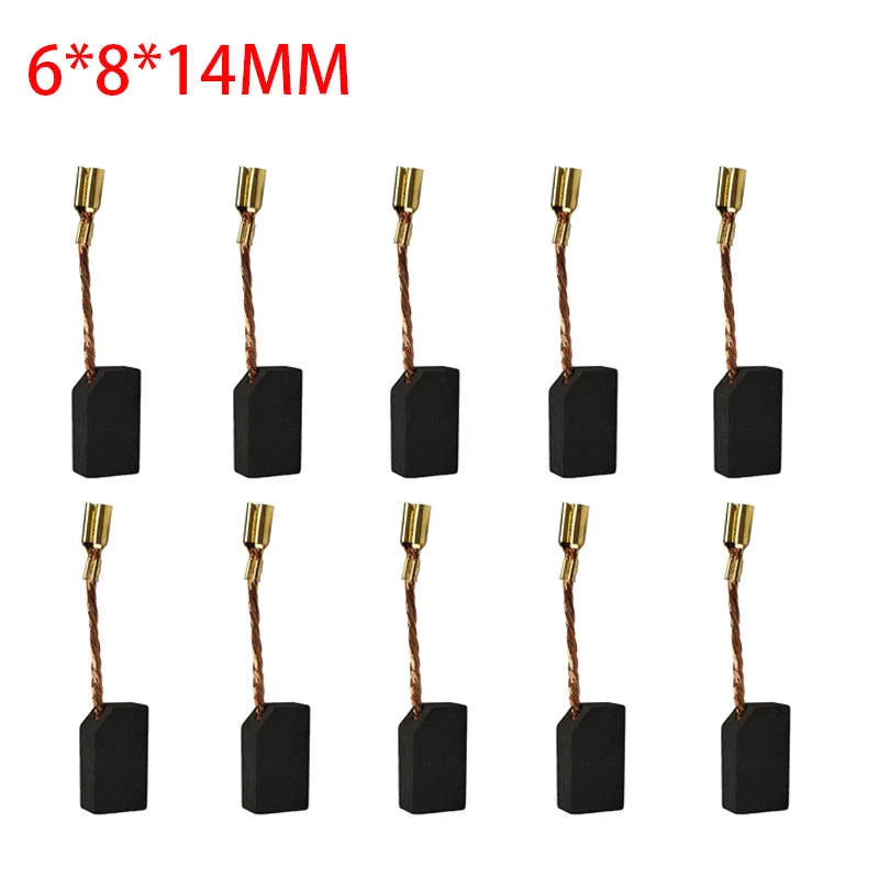 10 Pcs 6*8*14mm Power Tool Carbon Brushes Electric Hammer Angle Grinder Graphite Brush Replacement Motor Carbon Brushes