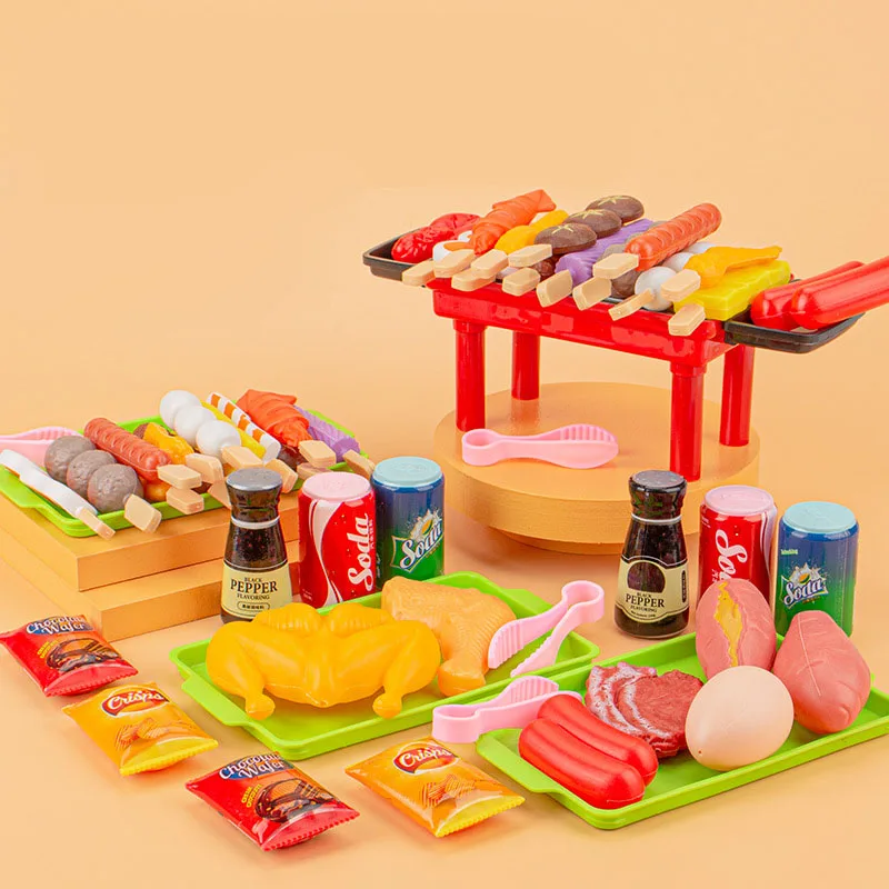 Kids Barbecue Food Set Kitchen Pretend Play Cooking Toys Girl Early Education Outdoor BBQ Parents-Child Interactive Toy