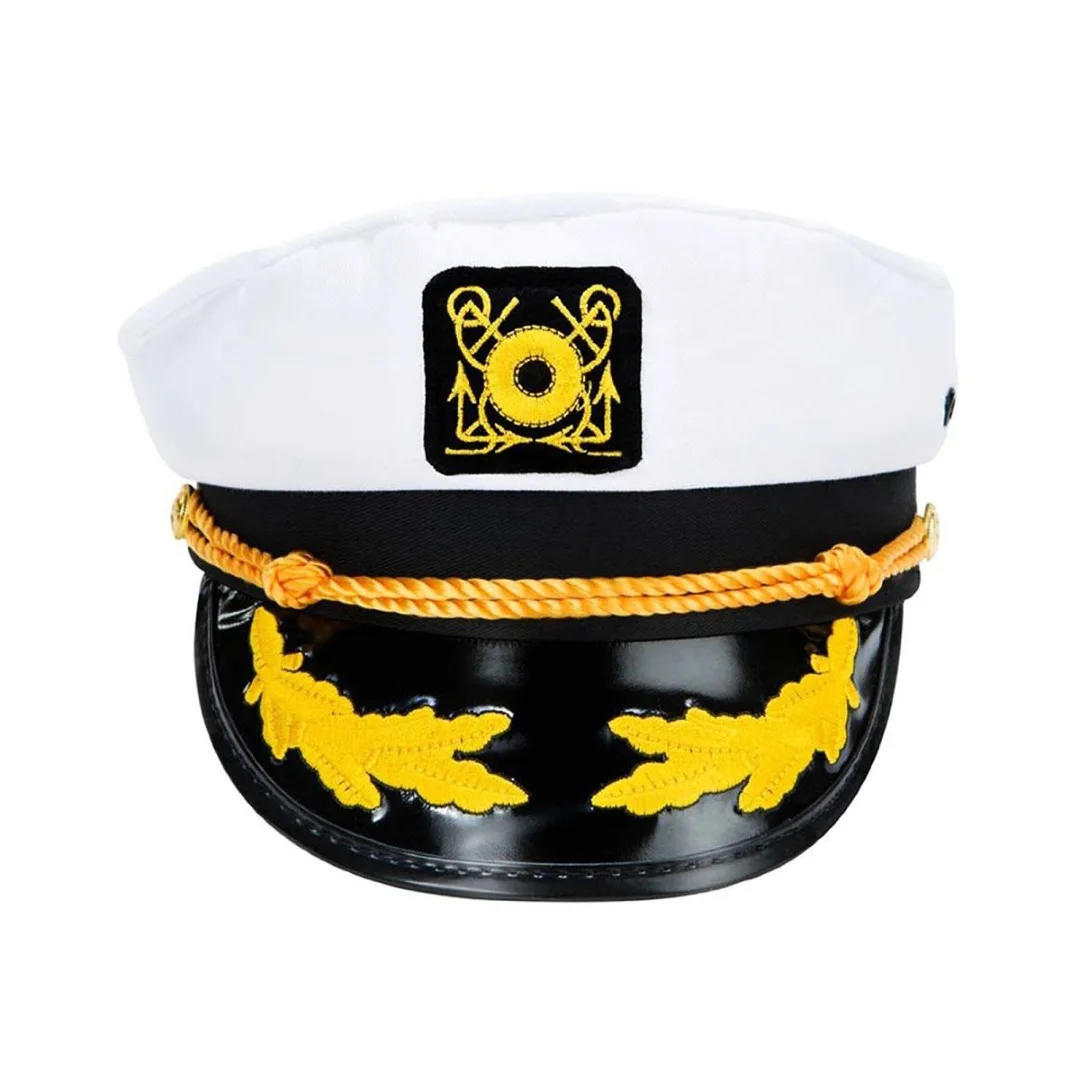 Men Hats Sailor Captain Hat Black White Uniforms Costume Party Cosplay Stage Perform Flat Navy Military Cap for Adult Men Women