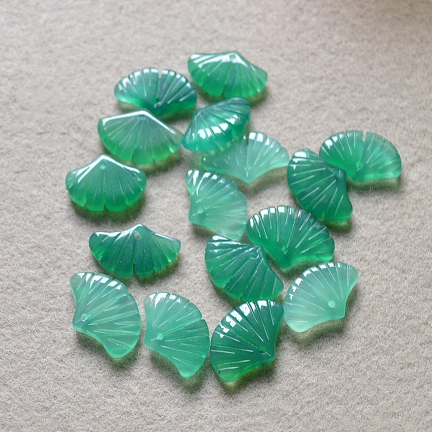5pc Carved Ginkgo Leaf Gem Stone Loose Bead Natural Stone Beads For Jewelry Making Components DIY Accessories 22x 15mm DYL0108