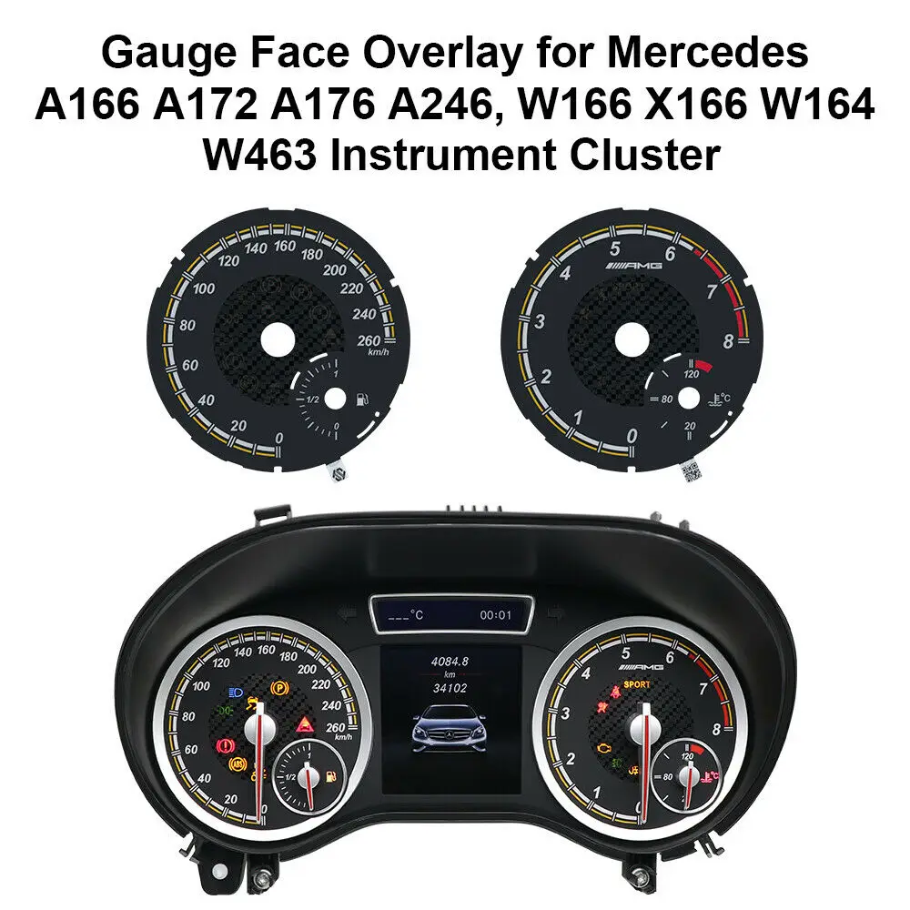 

Gauge Face Overlay for Mercedes A166 A172 A176 A246, W166 X166 W164 W463 Instrument Cluster