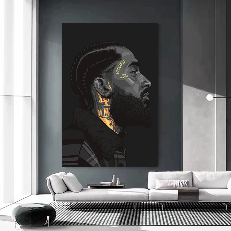 Nipsey Hussle Hip Hop Music Rapper Singer Art Canvas Print Painting Portrait Living Room Wall Pictures Home Decoration Posters