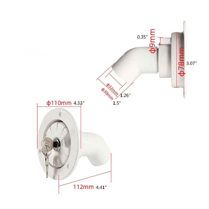 2024 New Gravity Lockable Leakproof for Fresh Water Inlet for Hatch RV Accessories Round with Two Keys Pressure Filling Port For