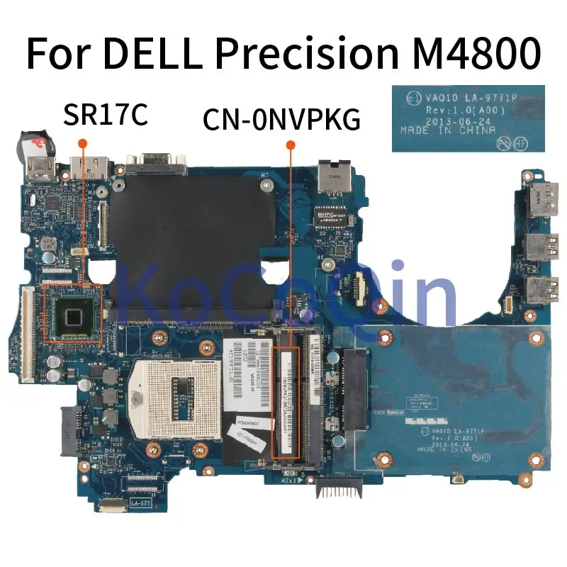 

For DELL Precision M4800 Notebook Mainboard CN-0NVPKG 0NVPKG LA-9771P Laptop Motherboard SR17C DDR3