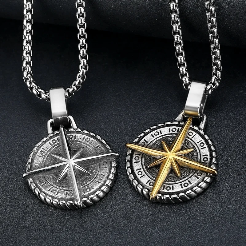 Trendy Vintage Round Cross Pendant Charm Men's Necklace New Fashion Religious Jewelry Accessories Party Gift Dropshipping