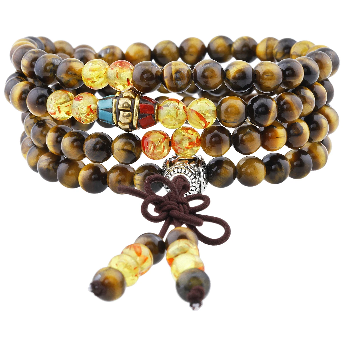 TUMBEELLUWA Natural Crystal Stone Beads Wrap Bracelet 108pcs Prayer Beads Reiki Healing Bracelets & Bangles Men Women Jewelry