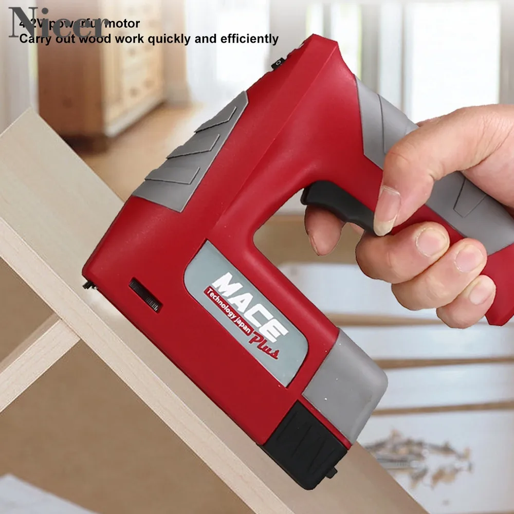 Stapler Electric Nail Gun 4.2V USB With 1500 Nails Straight/Square Nail Gun Woodworking Tool Rechargeable Lithium Battery