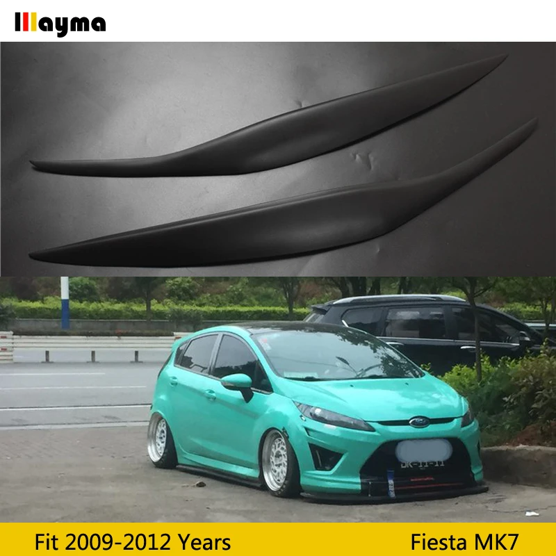 

Fiber glass Front Headlight Cover Sticker Head Lamp Eyebrow Eyelid Covers For Ford Fiesta MK7 2009-2012 year FRP eyebrows