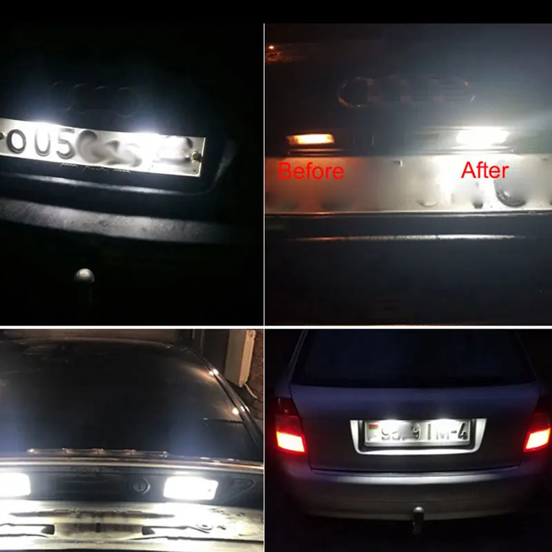 2Pcs Error Free LED License Number Plate Light Lamps canbus For Audi A6 4F RS6 C6 A4 B6 B7 S4 RS4 A3 8P Q7 4L A5 8F A8 4H S8 D4