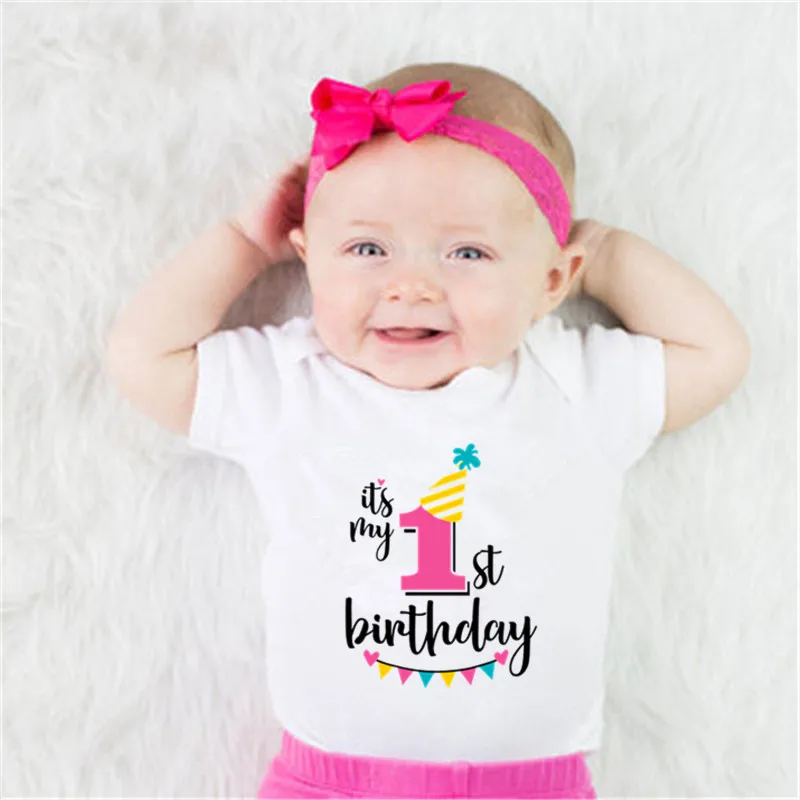 

1Year Old Newborn Baby 1st Birthday Clothes Baby Girl Boy Short Sleeve Romper Soft Cotton Infant Clothes Birthday Outfits 0-24M