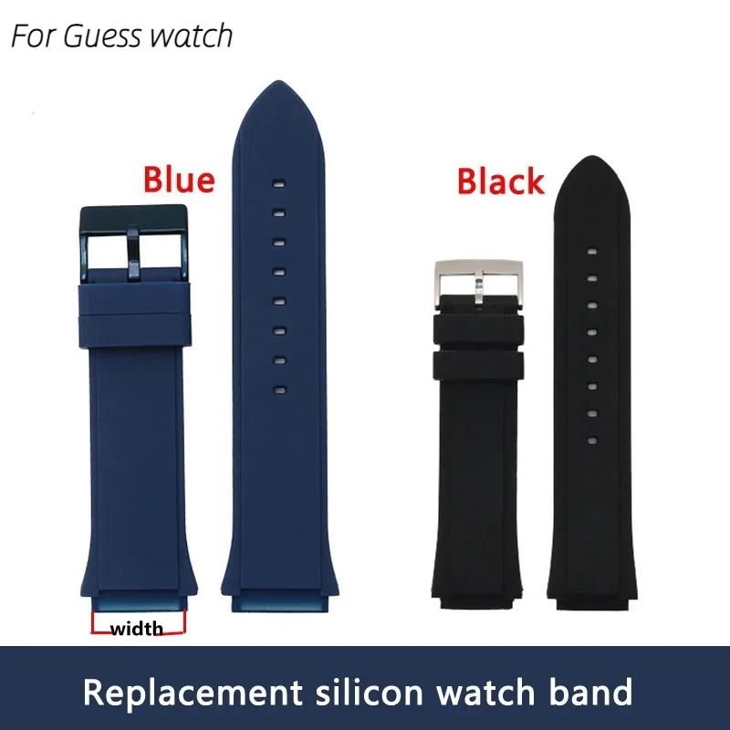 Silicone Rubber Convex Watch Belt  for guess W0247G3 W0040G3 W0040G7  22mm  watch band strap