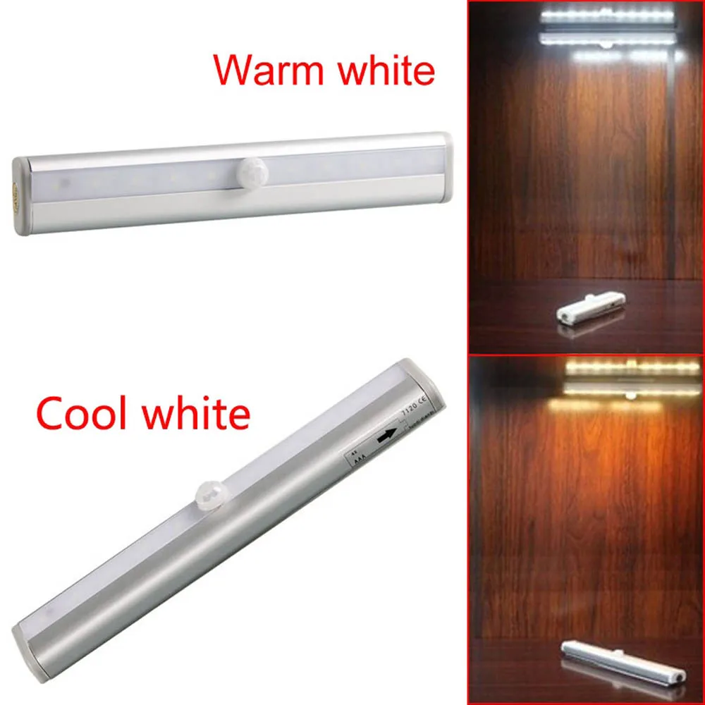 Wireless LED Motion Sensor Wardrobe Light Energy Saving10 LED Magnetic Closet Cabinet Light Wall Lamp Battery Powered