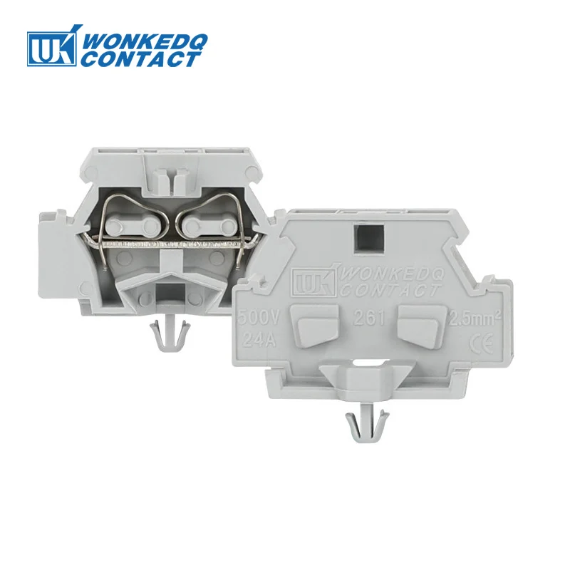 10Pcs 261-301BC Spring-Cage Mini Mount 2-Conductor 2.5 Mounting Foot 261 301BC Wire Electrical Connector Din Rail Terminal Block