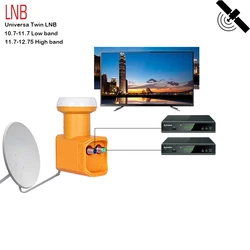 HD dijital evrensel LNB DVB S/S2 yüksek kazanç düşük gürültü 0.3db KU Band ikiz LNB çanak TV KU Band uydu alıcısı için uydu alıcısı