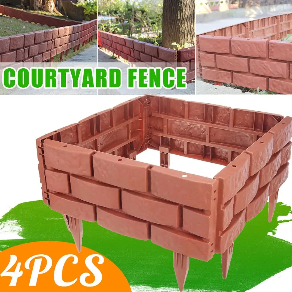 4pcs garden small fence low fence horticultural ornament outdoor plastic fence insert field fence small fence