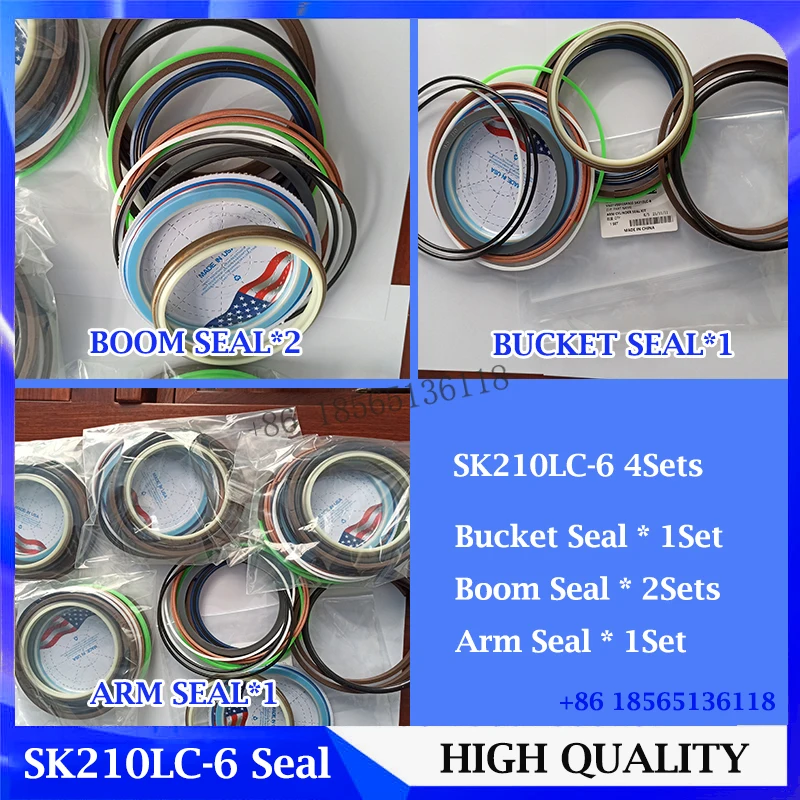 

4Sets SK210LC-6 Hydraulic Boom Arm Bucket Cylinder Seal Kit for Kobelco Repair Oil Seal