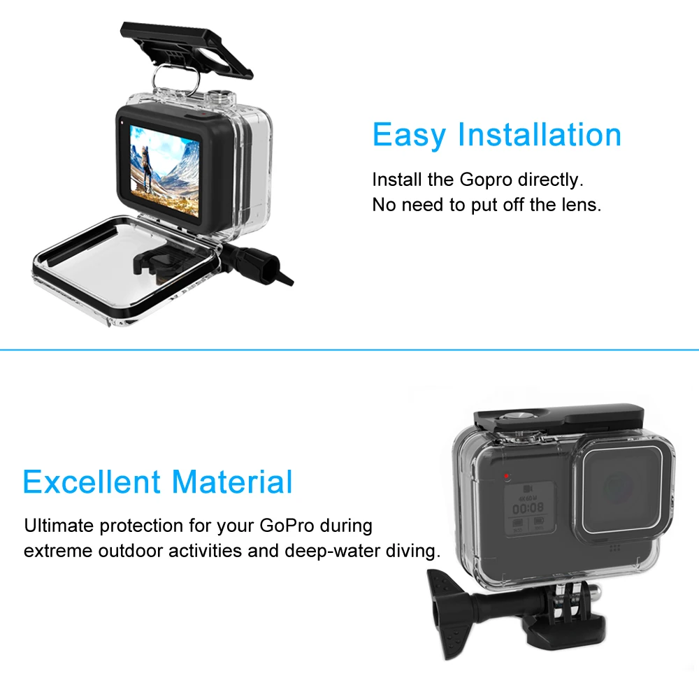 ORBMART 60M Waterproof Housing Case for GoPro Hero 8 Black Diving Protective Underwater Dive Cover for Go Pro 8 Accessories