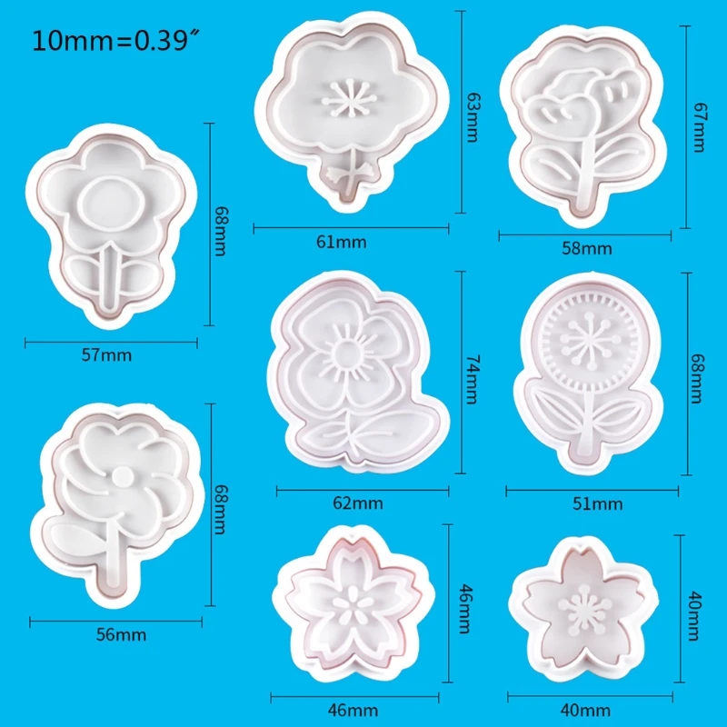 4Pcs/Set 3D Flower Pattern Plastic Biscuit Mold DIY Kitchen Cake Decorating Tools Cookie Cutter Stamp Fondant Embosser Die