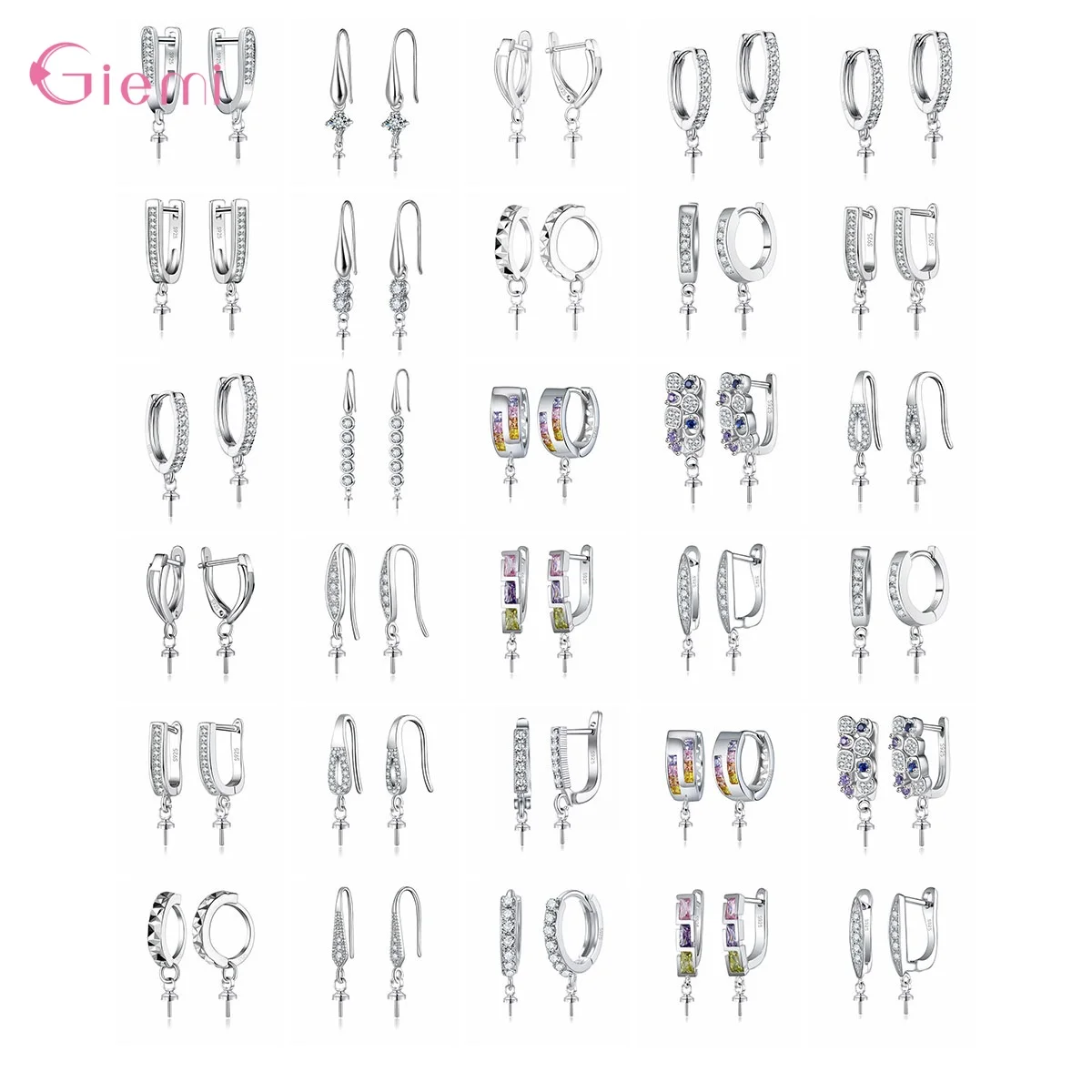 Hot Sale 100% 925 Sterling Silver Jewelry Findings Zircon Earrings Accessories DIY Handmade Ear Hooks Clasps Making Components