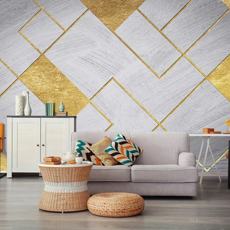 Custom Mural Wallpaper 3D Personality Golden Geometric Fresco Creative Art Bedroom Sofa Living Room TV Background Wall Paper 3D