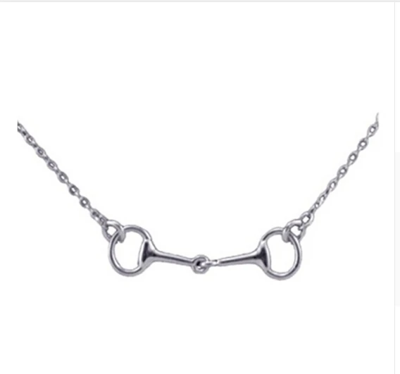 fashion European plain silver jewelry 925 sterling silver horse Snaffle Bit Necklace