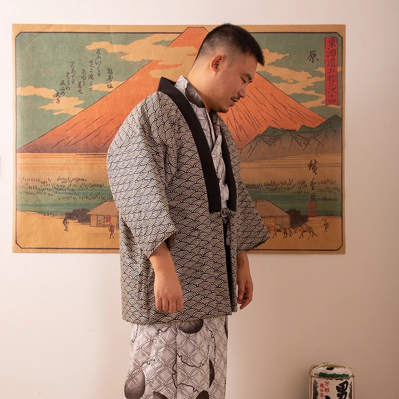 Haori-cárdigan tradicional japonés para hombre y mujer, Kimono cálido de algodón, pijamas de estilo folclórico asiático, Harajuku, Samurai, Yukata,