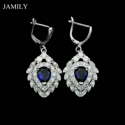 Fashion Bride 925 Sterling Silver Jewelry Blue Cubic Zirconia Stones Strawberry Drop Earrings For Women Wedding Decoration