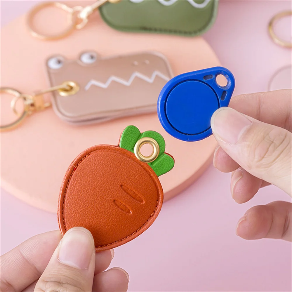 PU Leather Personality Access Control Card Cover Case Key Ring Fruits Animals Access Card Bag Pendant Cartoon Keychains Keyfob