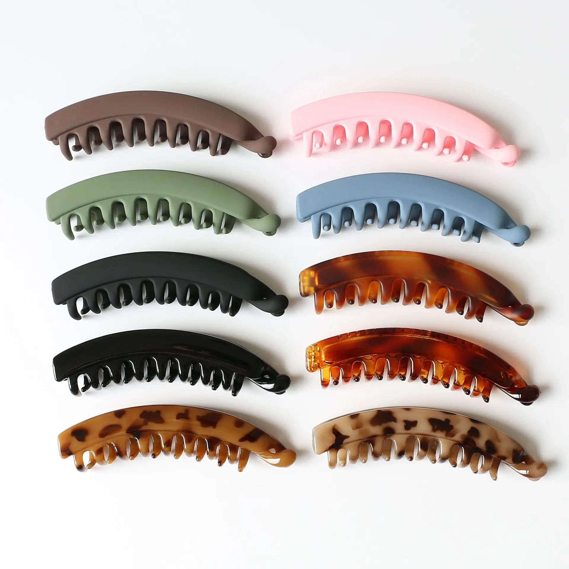 Matte Solid Banana Hair Claw Clips Clamp Barrettes Big Women Hairgrips Hairpin Girls Ponytail Hair Accessories Leopard Headwear