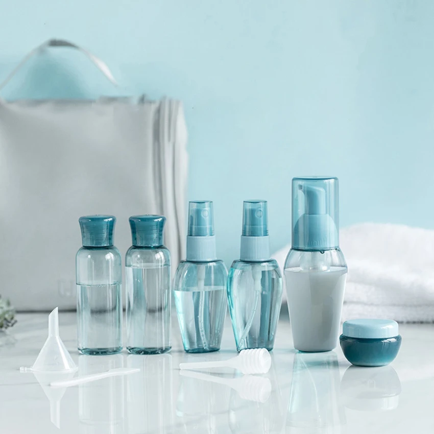 Набор бутылок для путешествий, герметичные пластиковые прозрачные дорожные контейнеры, многоразовые аксессуары для туалетных принадлежностей для бизнеса или путешествий