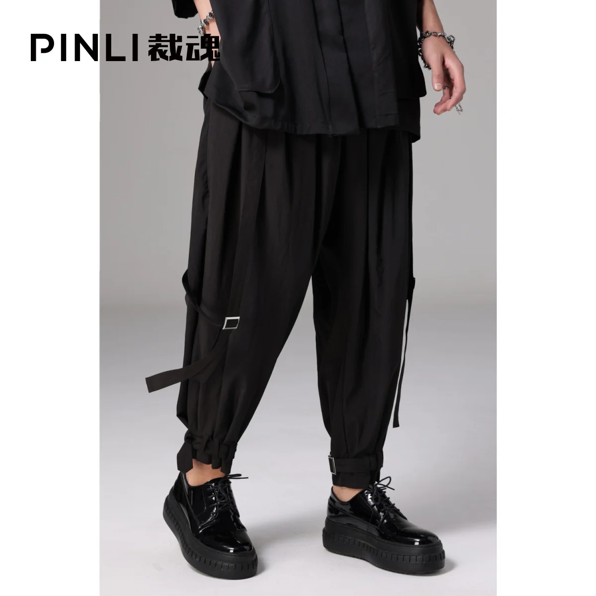 

Free shipping New Men's Male Fashion Original Design Unique Pinli 2021 Summer Small Feet Casual Cropped Pants Black BC211117099