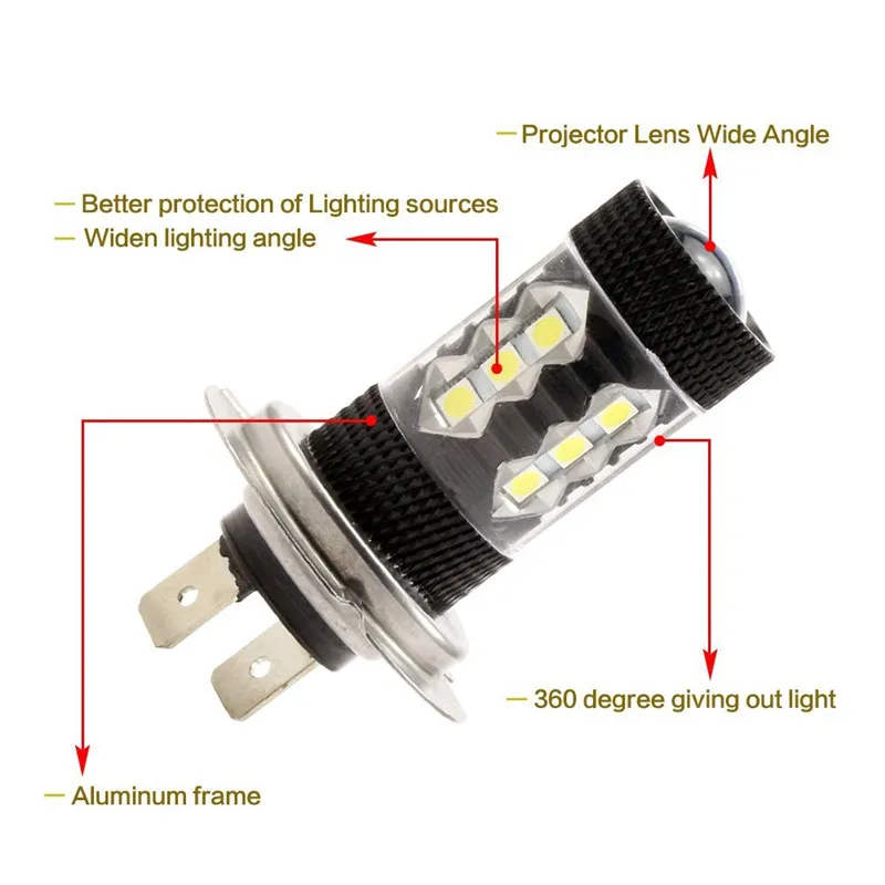 2 piezas de bombillas LED H8 H11 H7 H16 HB4 9006 HB3 9005 para luces antiniebla, 12000LM 6000K, luz blanca para conducción de automóviles, 12V 24V