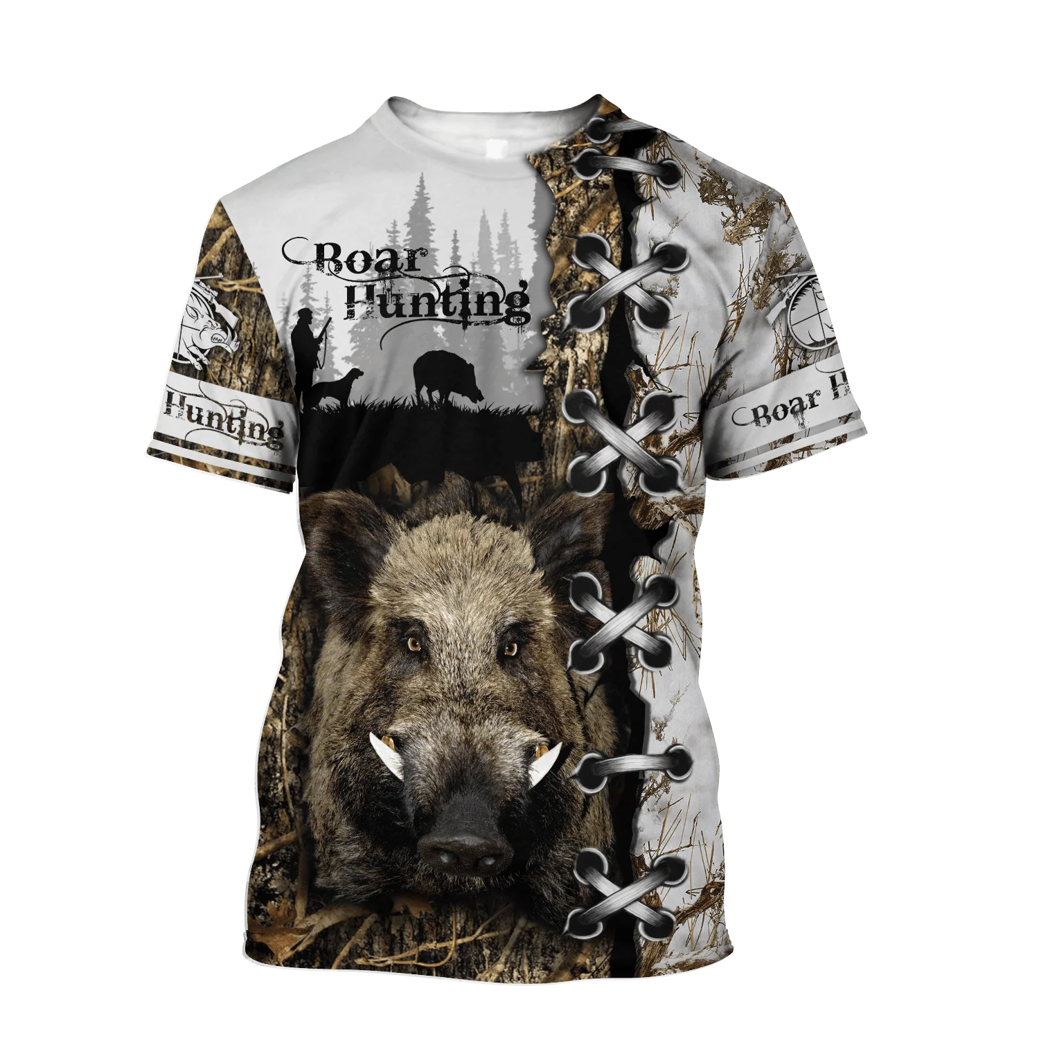 2021 Summer Hipster Men t-shirt Beautiful Boar Hunting 3D Printed Harajuku Short sleeve T shirt Unisex Casual tops TX0163