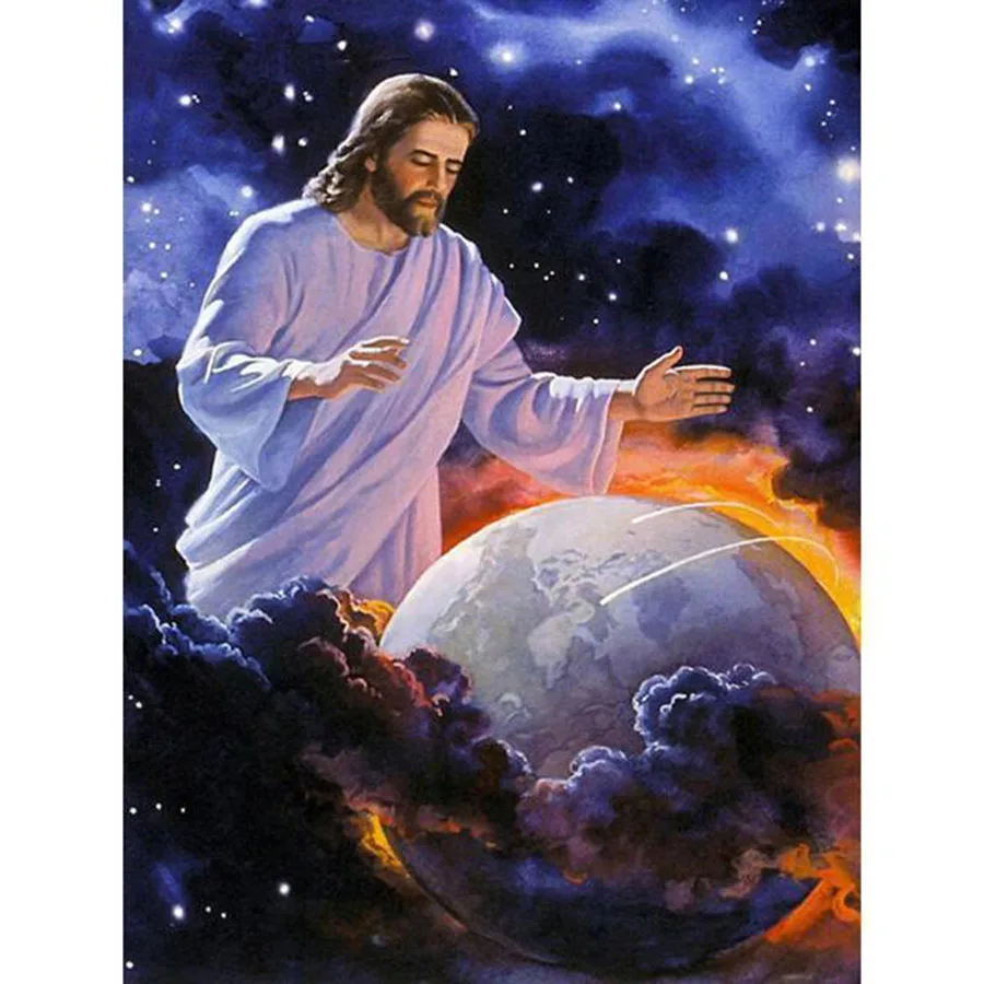 5D Diy Diamond Painting Religion Jesus Space Galaxy Cross Stitch Full Square Round Diamond Mosaic Embroidery Christian Pictures