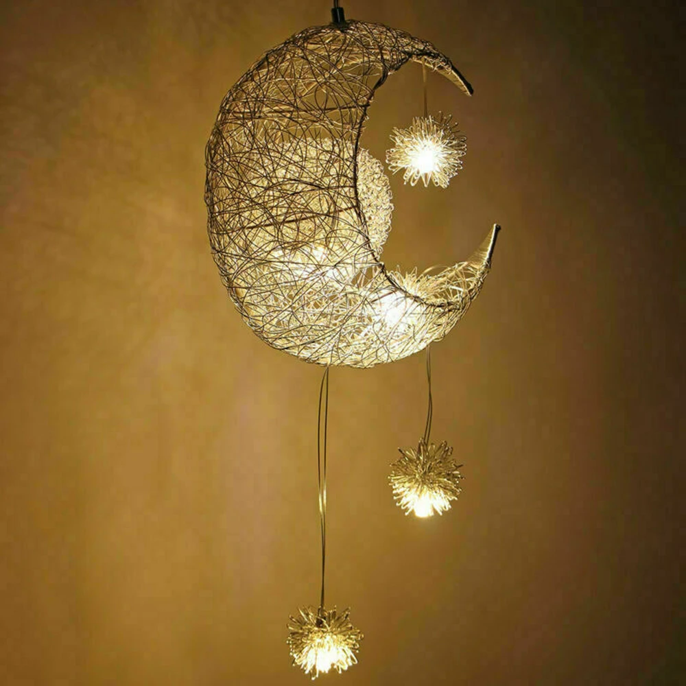 Modern Pendant Lights LED Moon Star Chandelier Ceiling Light Children Bedroom Hanging Lamp Christmas Decoration for home Fixture