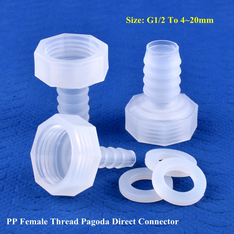 5~200pcs G1/2 Female Thread To 4~20mm PP Pagoda Direct Connector Micro Irrigation Garden Water Hose Joint Aquarium Tank Fittings