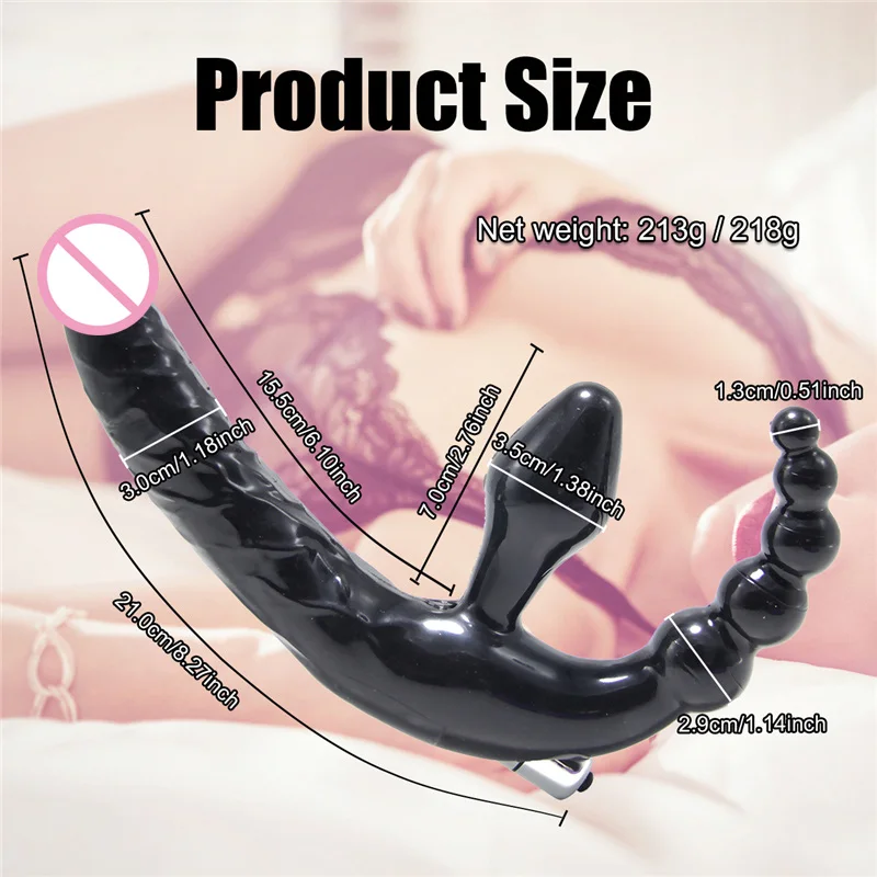 Double Penetration strapon dildo vibrator for couples Vibrating Faloimitator Anal Beads Butt Plug Sex Toys For Adults Woman