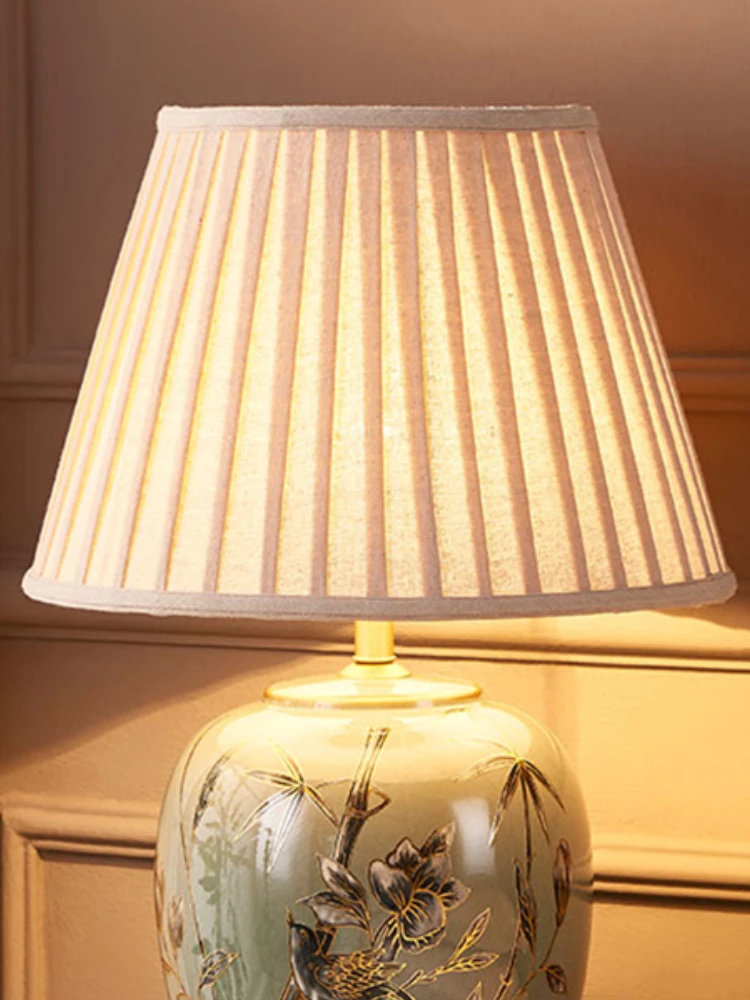 TUDA Chinese Style Bedroom Bedside Lamp Lampshade Accessories Fabric Linen Living Room Floor Lamp Large Lampshade Shell Cover