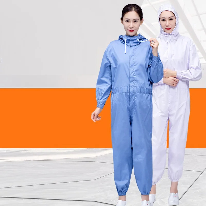 Männer Frauen Dünne Arbeit Overalls Atmungs Lange Hülse Mit Kapuze Overall Staub-proof Schützende Arbeit Kleidung Lebensmittel Fabrik Jumpsuit4XL