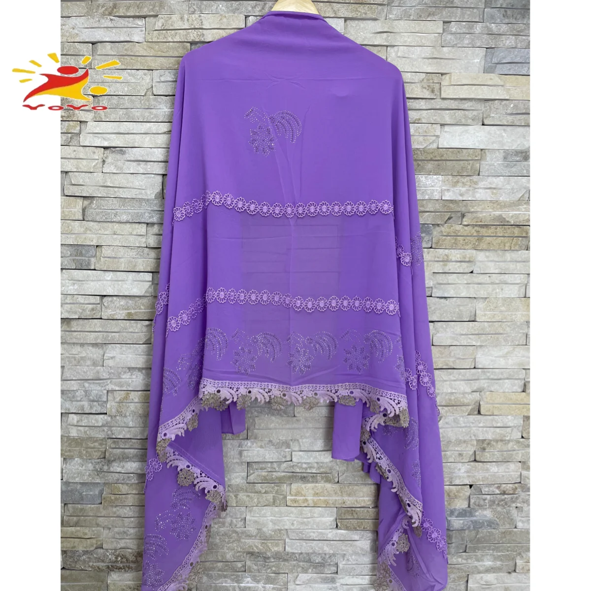 2021African Women Chiffon Splices Lace Hijabs Shawl Big Size 200*120cm Plain Muslim Lady Scarf Wholesale Pashmina