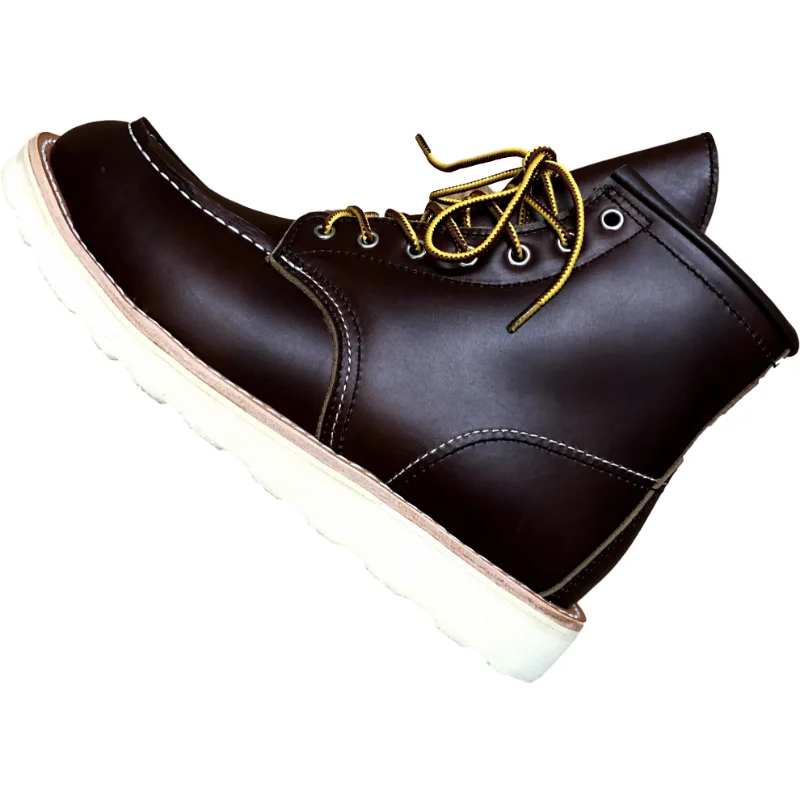 YQ875 Men Warm Fleece Wool Inner Leather Work Boots Goodyear Welted Cap Toe Retro Biker Boots Winter Outdoor Daily Wear Ankle