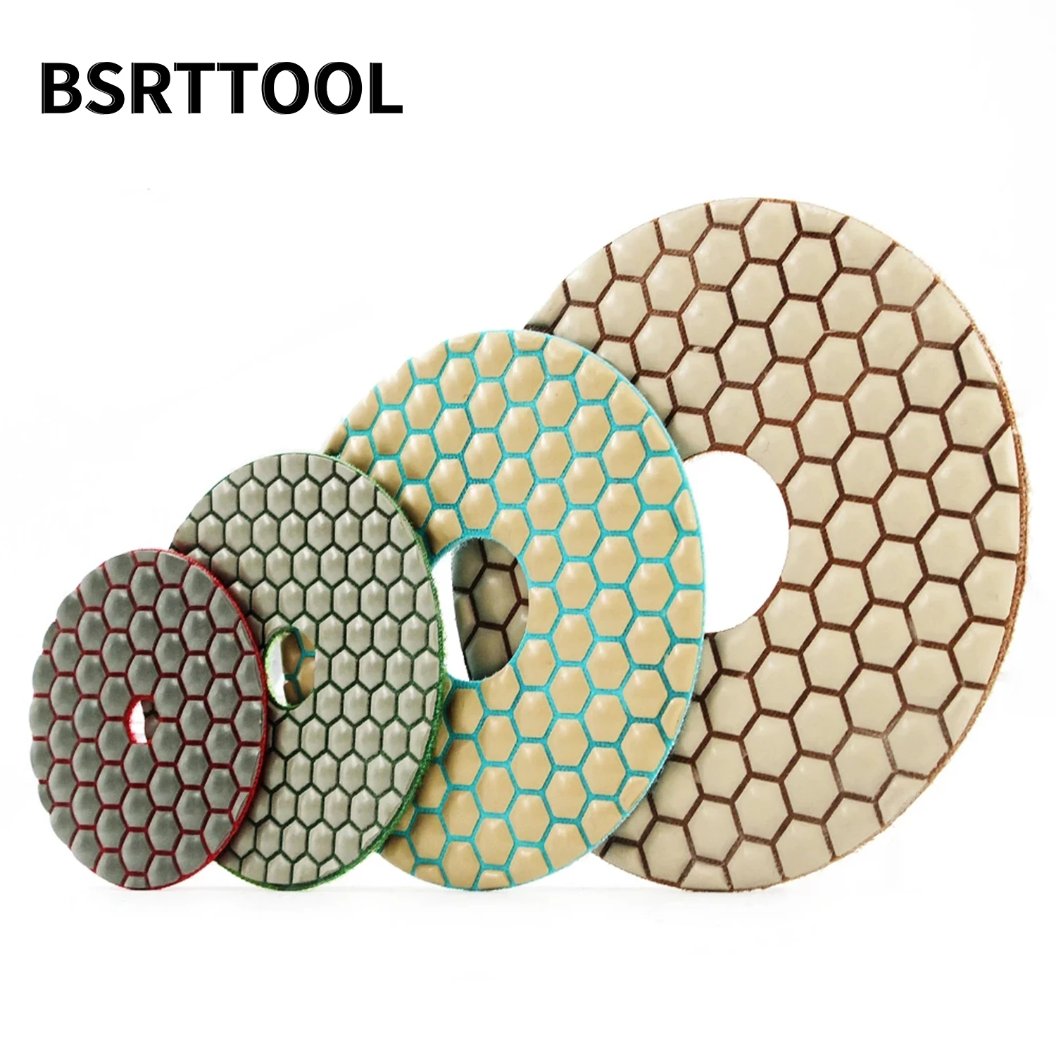 

BSRTTOOL 3pcs 3/4/5/6 Inch Dry Polishing Pad Flexible Resin Bond Buffing Disc For Granite Marble Stone Sanding Disc