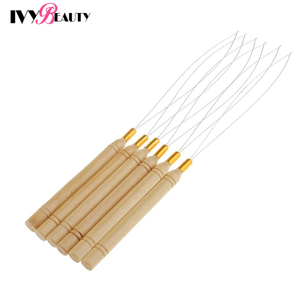 5Pcs Hair Extensions Loop Naald Threader Draad Trekken Haak Tool Voor Siliconen Microlink Kralen En Veren Uitbreiding Micro Ringen