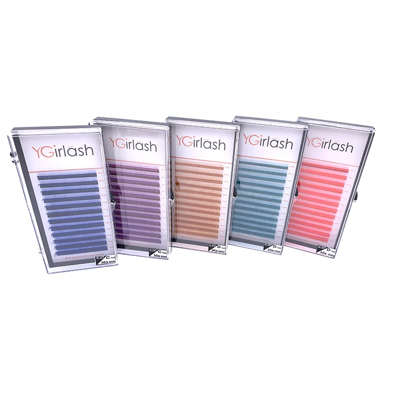 YGirlash High Quality Individual Colored False Eyelash Classic Eyelashes Natural Soft Mink Lashes Extension Makeup Graft Cilios