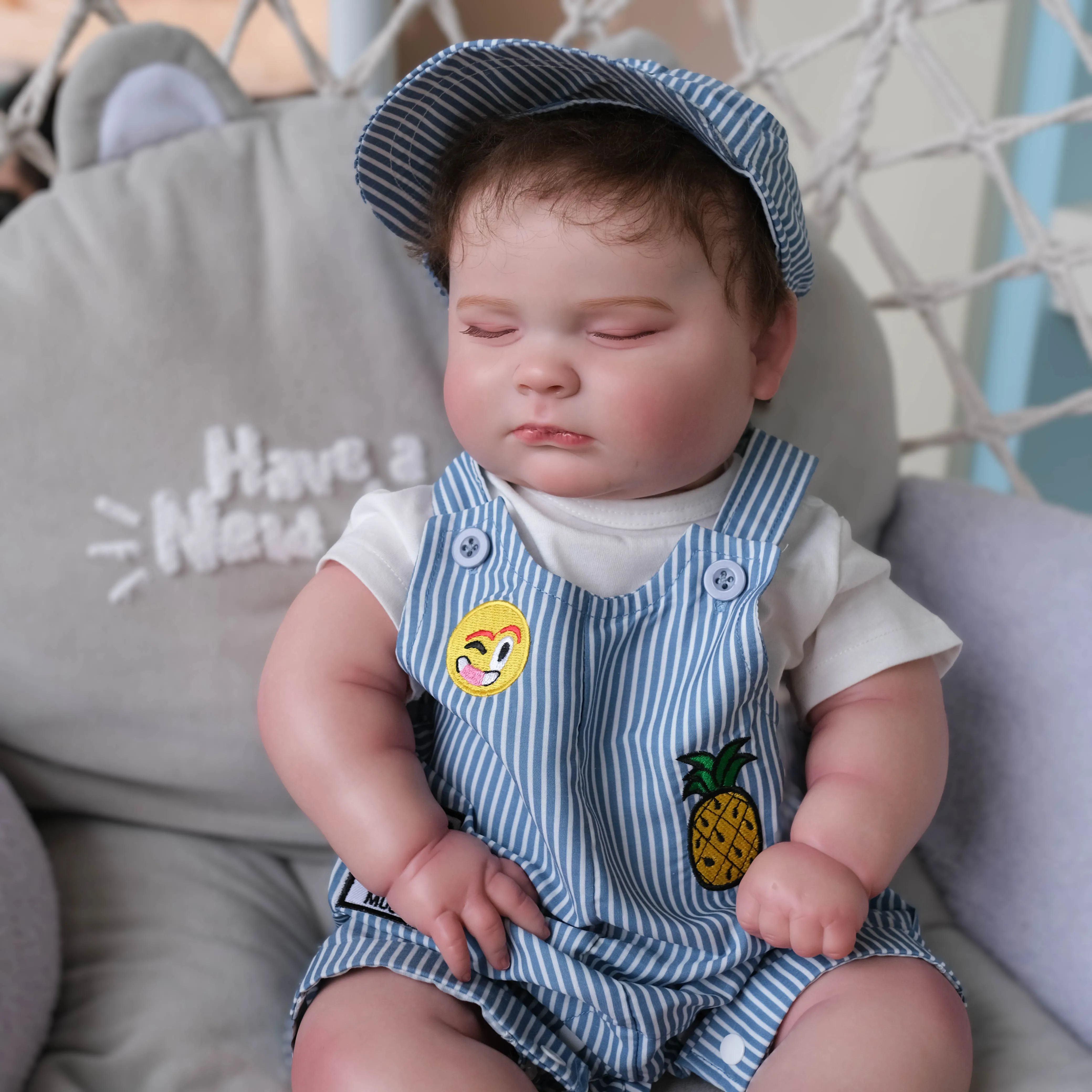 Bebe 50ซม.ซิลิโคน Reborn Baby Boy Joseph ตุ๊กตา Rooted 100% มือวาดตุ๊กตา Genesis สีหลาย