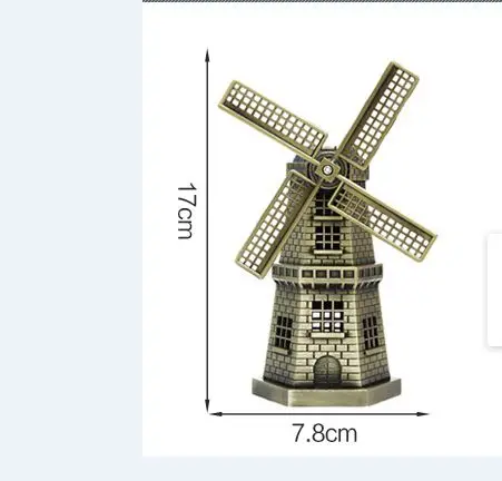 European Retro Zinc Alloy Dutch Windmill Ornament DIY Desktop Sculpture Home Decor Netherlandish Style A0993