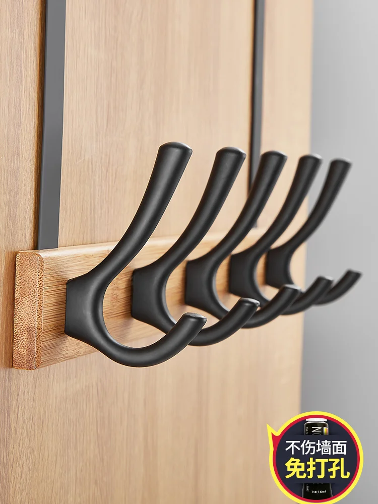 Behind the Bedroom Door Hook Free Punch and Nail Seamless Hanger on the Door Door Back Clothes Clothes Hook Storage