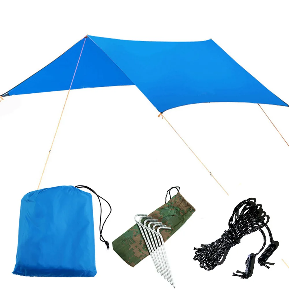 Waterproof Sun Shelter Tent Tarp Anti UV Beach Tent Shade Outdoor Camping Hammock Rain Fly Camping Sunshade Awning Canopy 3x3