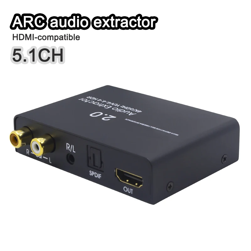 Extractor de audio arc 5,1 compatible con HDMI, divisor de audio 4K/60Hz YUV4:4:4 HDR HD 3,5mm jack óptico TOSLINK SPDIF HDMI2.0